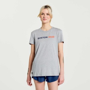 Camiseta Saucony Boston Rested Feminino Cinzentas | Portugal S46027-R57