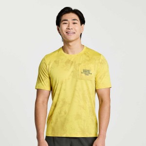 Camiseta Saucony Explorer Curta Sleeve Masculino Amarelas | Portugal S38972-E03