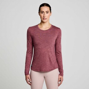 Camiseta Saucony Peregrine Merino Long Sleeve Feminino Vermelhas | Portugal S73401-A17