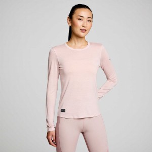 Camiseta Saucony Peregrine Merino Long Sleeve Feminino Smoke Heather | Portugal S32761-S07