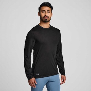 Camiseta Saucony Peregrine Merino Long Sleeve Masculino Pretas | Portugal S84962-H17