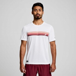 Camiseta Saucony Stopwatch Gráficas Curta Sleeve Masculino Branco | Portugal S30625-L50