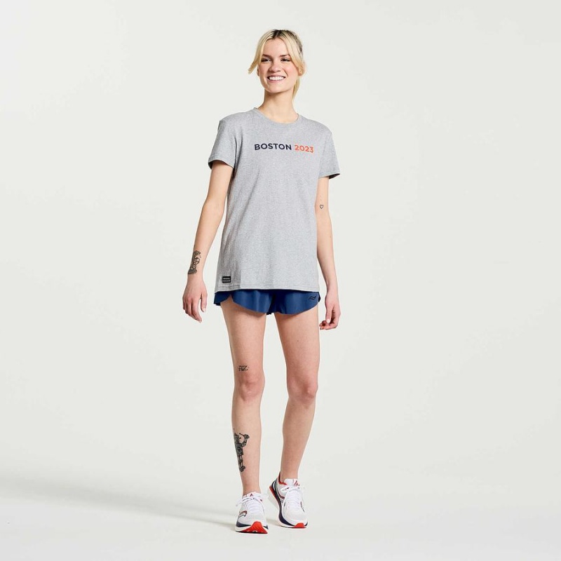 Camiseta Saucony Boston Rested Feminino Cinzentas | Portugal S46027-R57