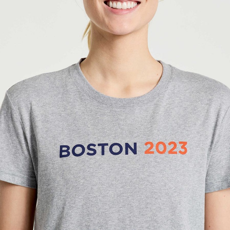 Camiseta Saucony Boston Rested Feminino Cinzentas | Portugal S46027-R57