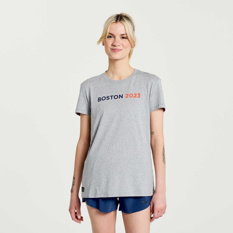 Camiseta Saucony Boston Rested Feminino Cinzentas | Portugal S46027-R57