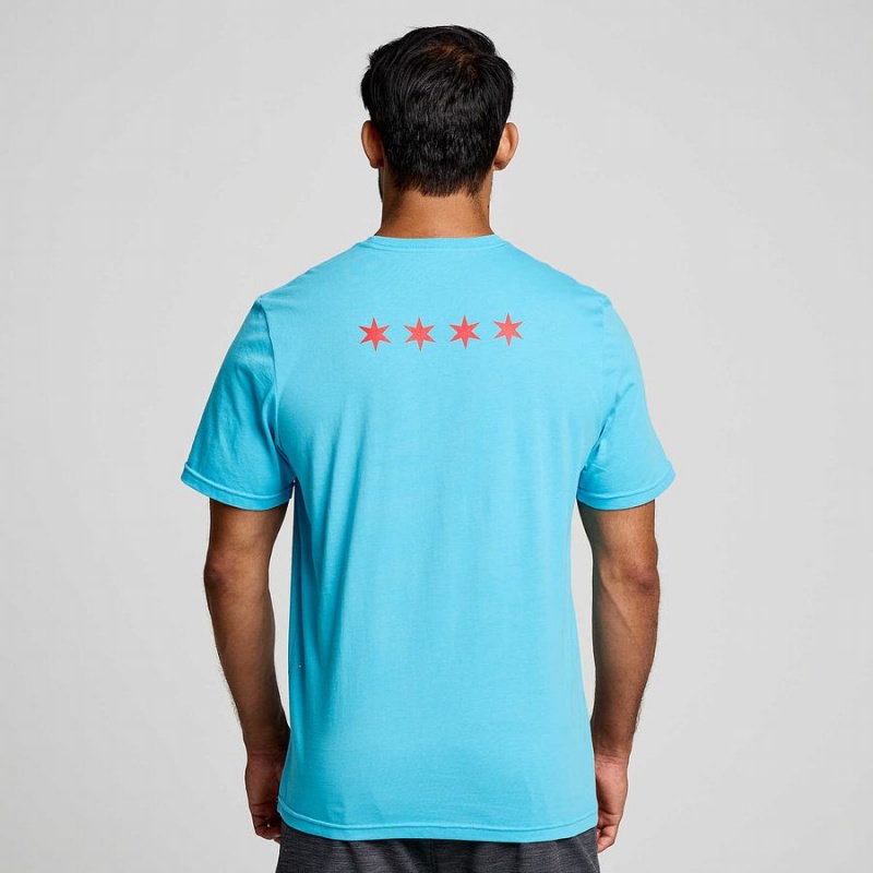 Camiseta Saucony Chicago Rested Masculino Azuis | Portugal S54031-Z73