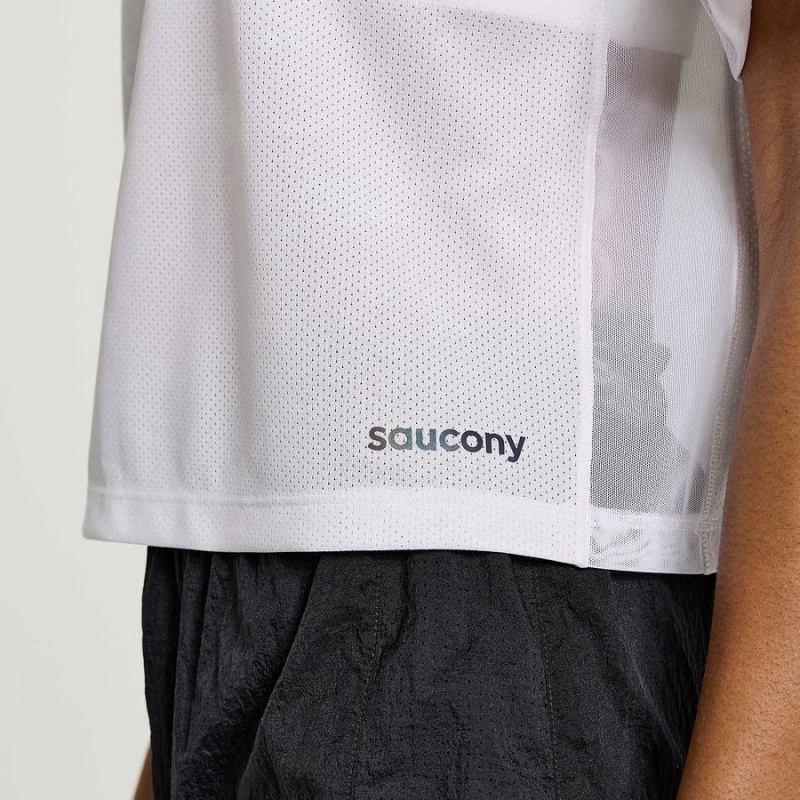 Camiseta Saucony Elevate Curta Sleeve Feminino Branco | Portugal S69130-T87