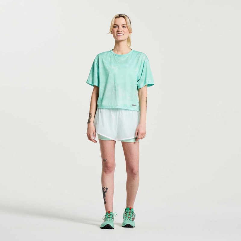 Camiseta Saucony Elevate Curta Sleeve Feminino Turquesa | Portugal S81250-U67