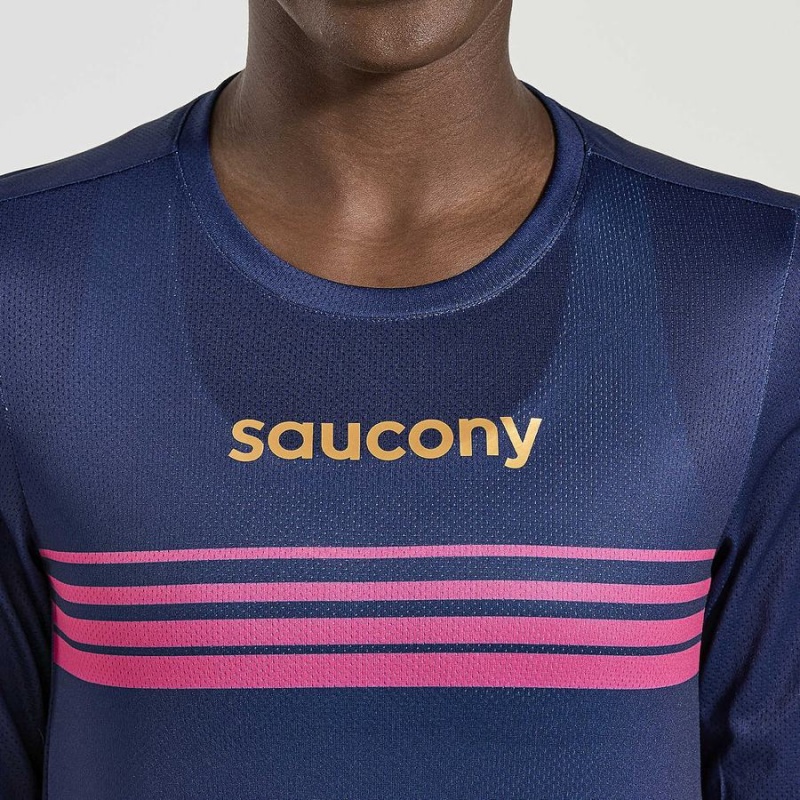 Camiseta Saucony Elite Long Sleeve Feminino Azul Marinho | Portugal S81259-M51