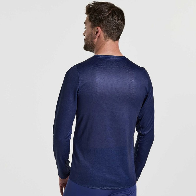 Camiseta Saucony Elite Long Sleeve Masculino Azul Marinho | Portugal S67438-U82