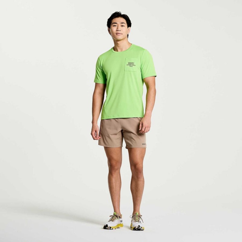 Camiseta Saucony Explorer Curta Sleeve Masculino Verdes | Portugal S74325-R26