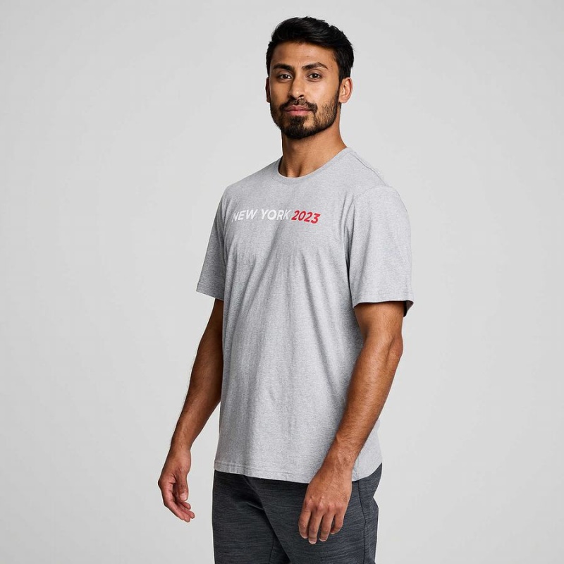 Camiseta Saucony New York Rested Masculino Cinzentas | Portugal S91437-P63