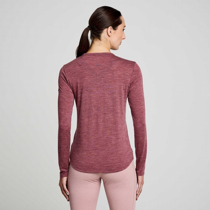 Camiseta Saucony Peregrine Merino Long Sleeve Feminino Vermelhas | Portugal S73401-A17