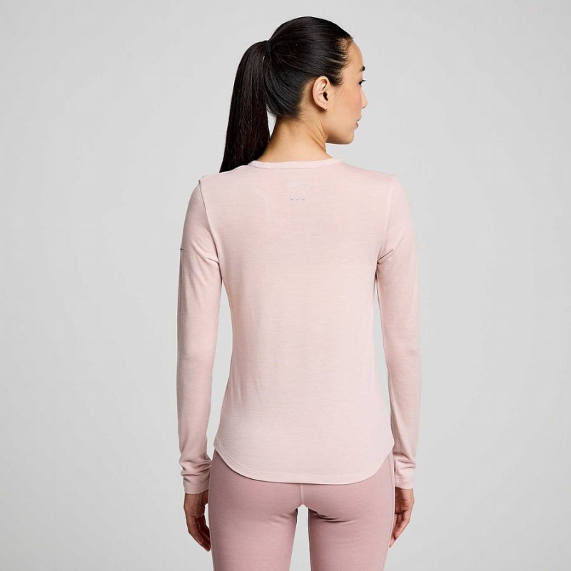 Camiseta Saucony Peregrine Merino Long Sleeve Feminino Smoke Heather | Portugal S32761-S07