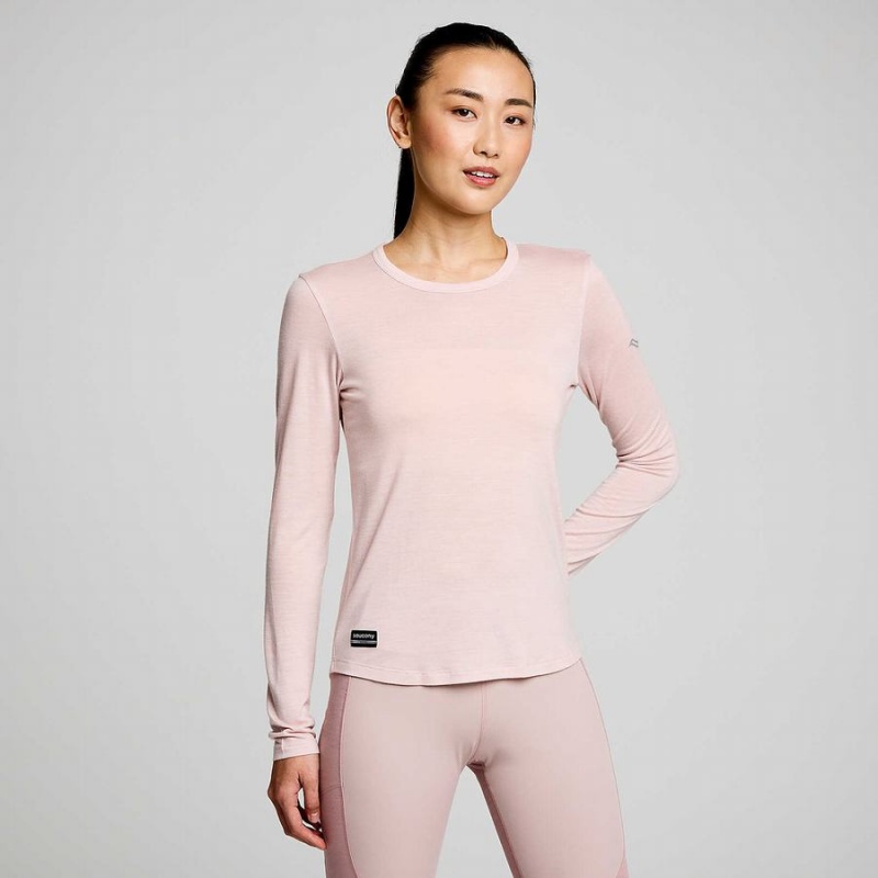 Camiseta Saucony Peregrine Merino Long Sleeve Feminino Smoke Heather | Portugal S32761-S07