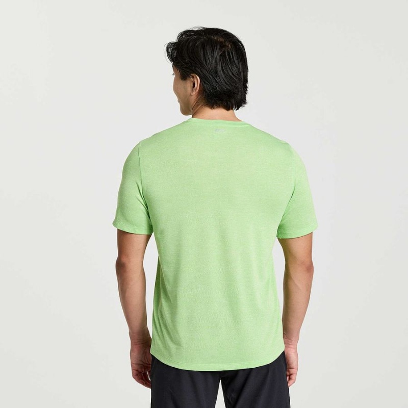 Camiseta Saucony Stopwatch Curta Sleeve Masculino Verdes | Portugal S52398-Q96