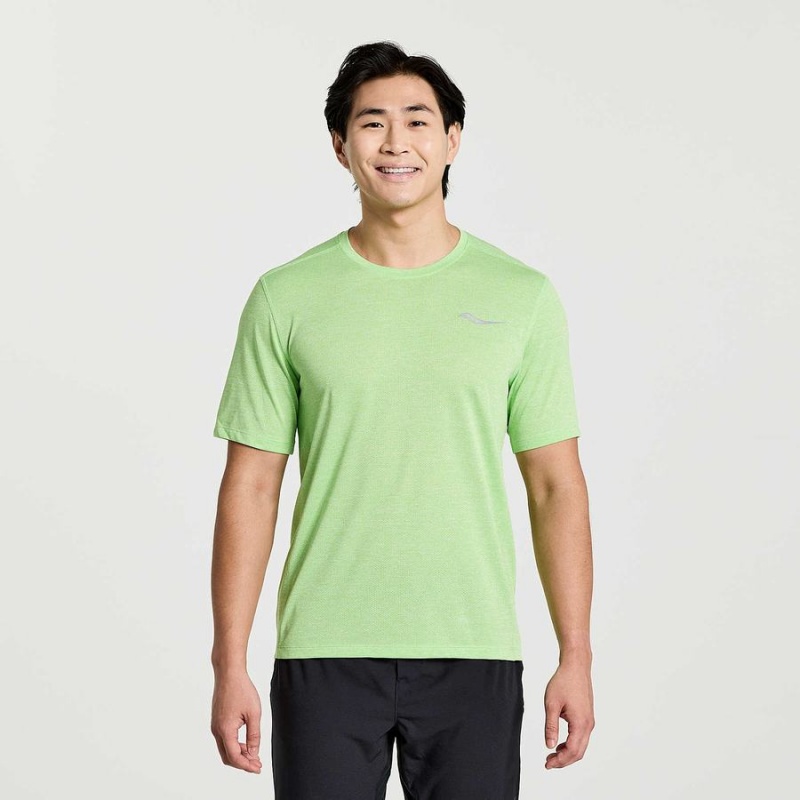 Camiseta Saucony Stopwatch Curta Sleeve Masculino Verdes | Portugal S52398-Q96