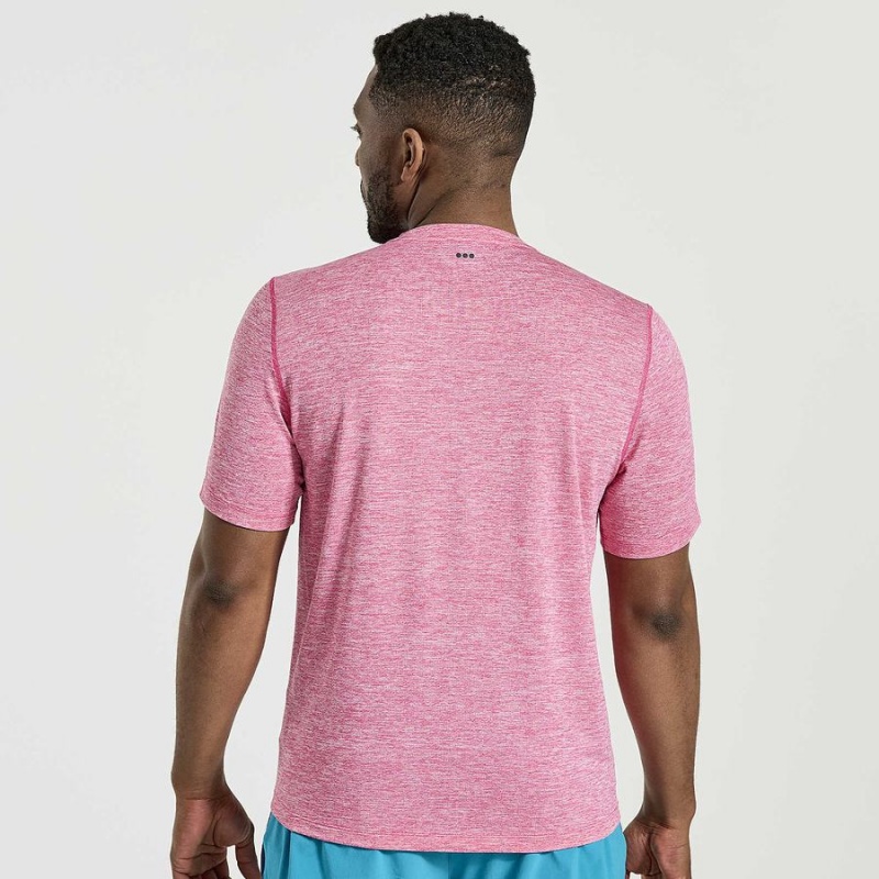 Camiseta Saucony Stopwatch Curta Sleeve Masculino Rosa | Portugal S67903-R21