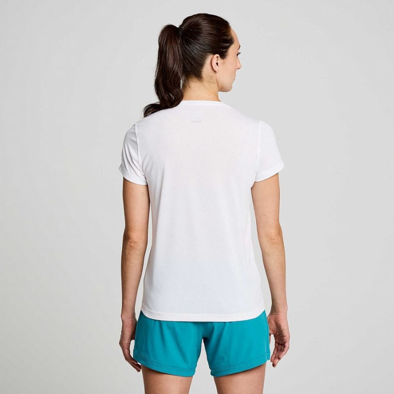 Camiseta Saucony Stopwatch Gráficas Curta Sleeve Feminino Branco | Portugal S68394-B40