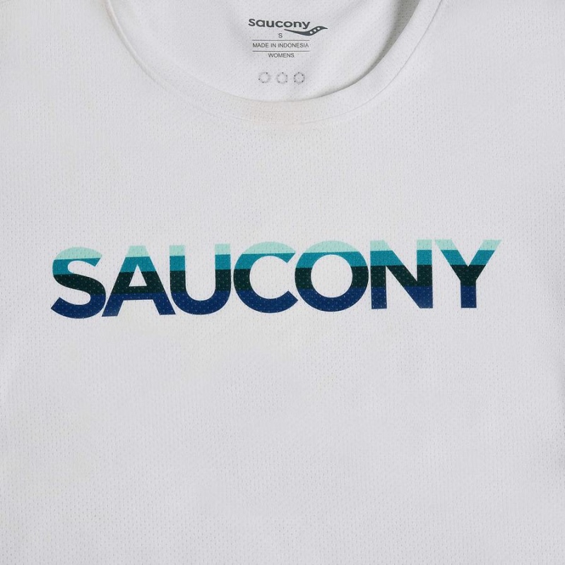 Camiseta Saucony Stopwatch Gráficas Curta Sleeve Feminino Branco | Portugal S68394-B40