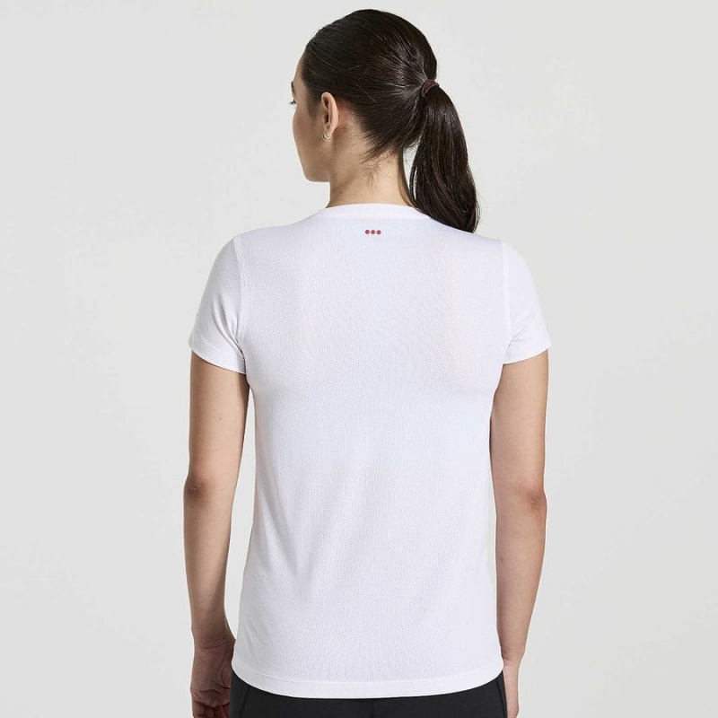 Camiseta Saucony Stopwatch Gráficas Curta Sleeve Feminino Branco | Portugal S21378-N04