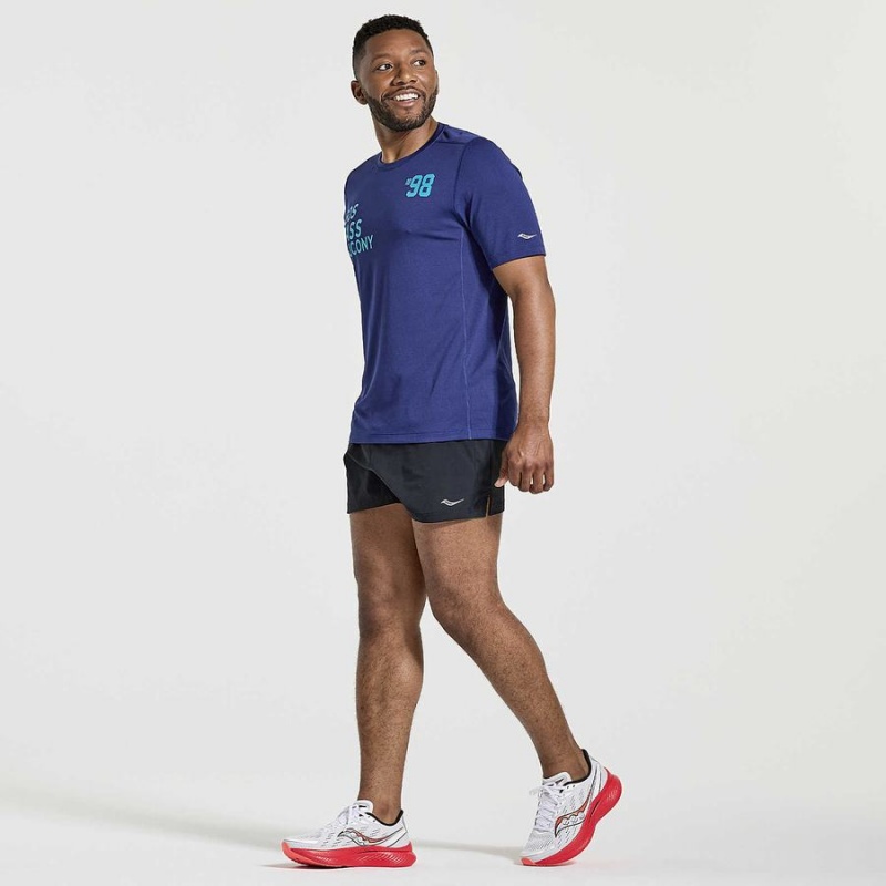 Camiseta Saucony Stopwatch Gráficas Curta Sleeve Masculino Azul Marinho | Portugal S61982-E91