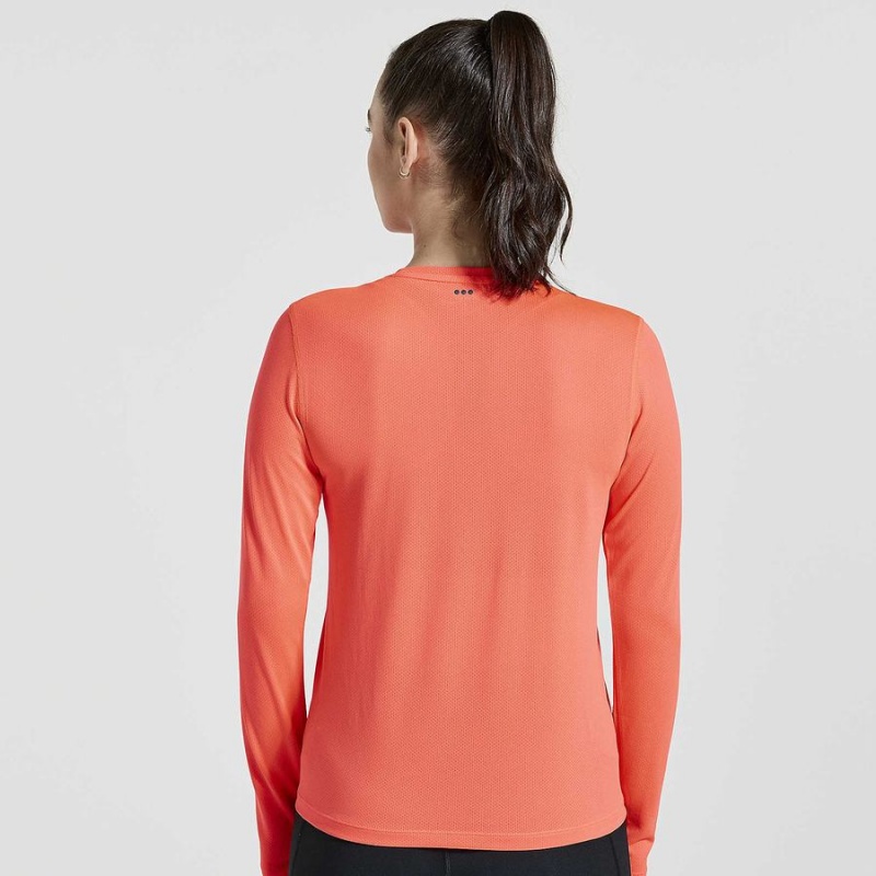 Camiseta Saucony Stopwatch Gráficas Long Sleeve Feminino Vermelhas | Portugal S59043-F42