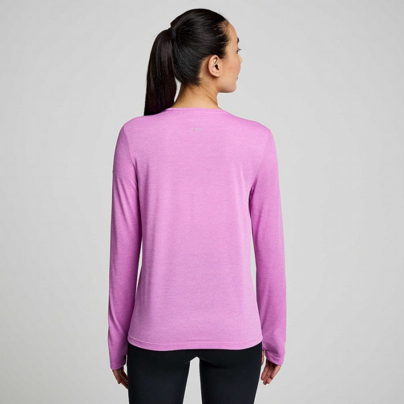 Camiseta Saucony Stopwatch Gráficas Long Sleeve Feminino Roxo | Portugal S90356-J64