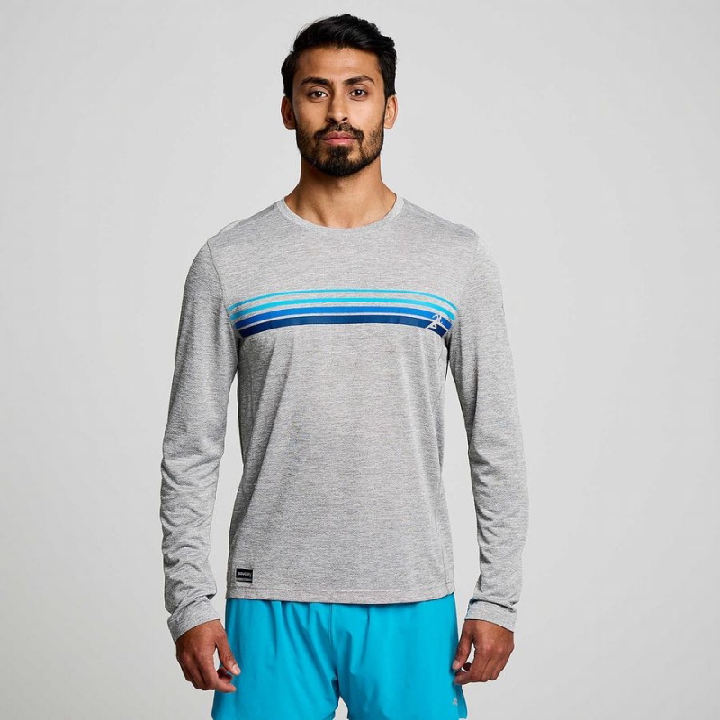 Camiseta Saucony Stopwatch Gráficas Long Sleeve Masculino Luz Cinzentas | Portugal S87510-E84