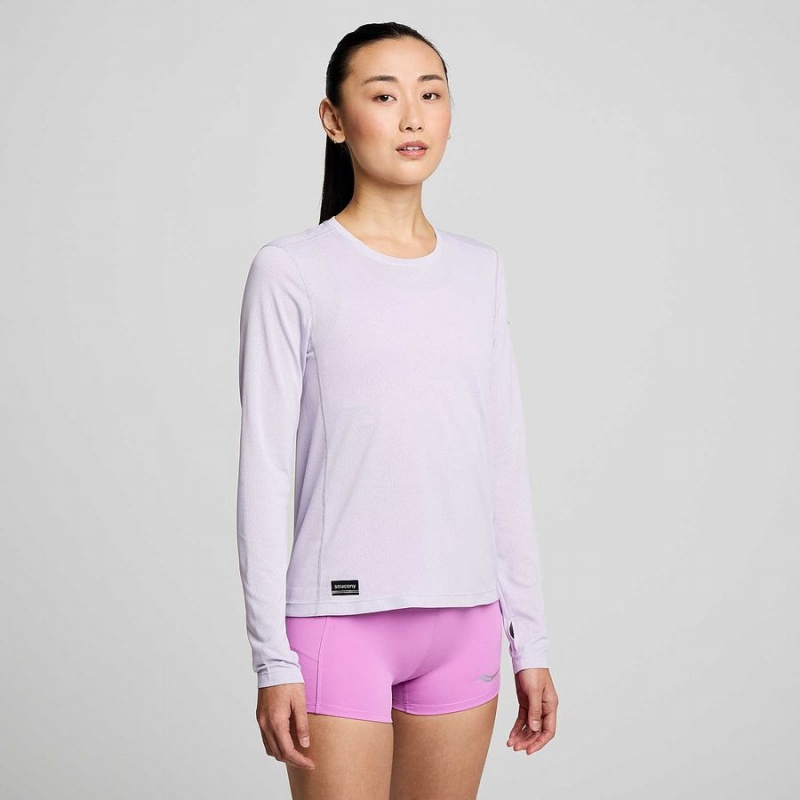 Camiseta Saucony Stopwatch Long Sleeve Feminino Roxo | Portugal S46259-D40