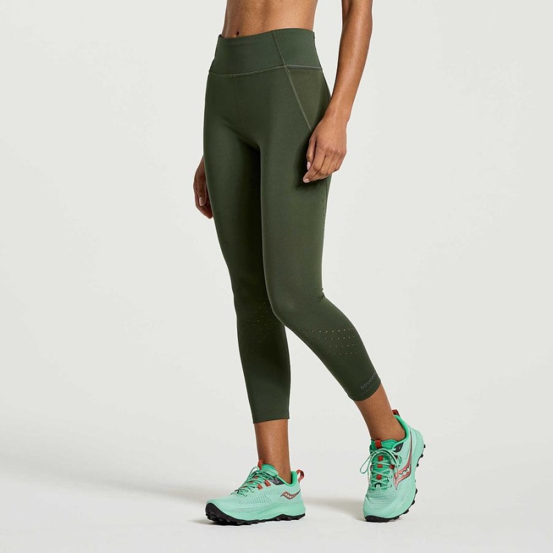 Collants Saucony Explorer Utility Crop Feminino Verdes Escuro | Portugal S10426-B61