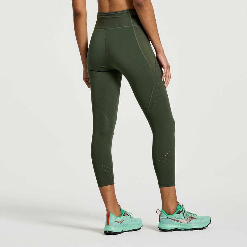 Collants Saucony Explorer Utility Crop Feminino Verdes Escuro | Portugal S10426-B61