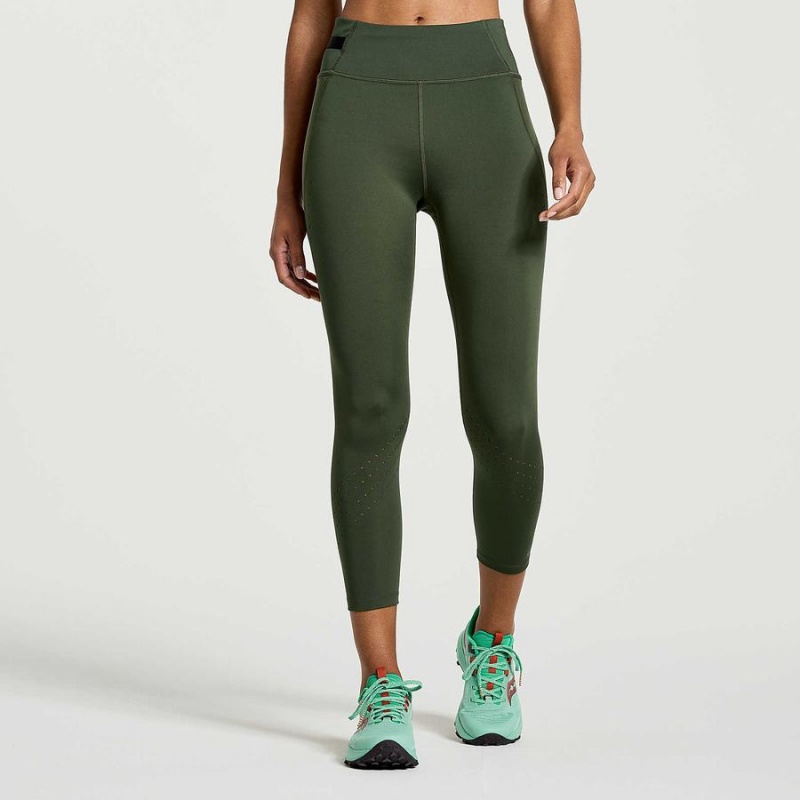 Collants Saucony Explorer Utility Crop Feminino Verdes Escuro | Portugal S10426-B61