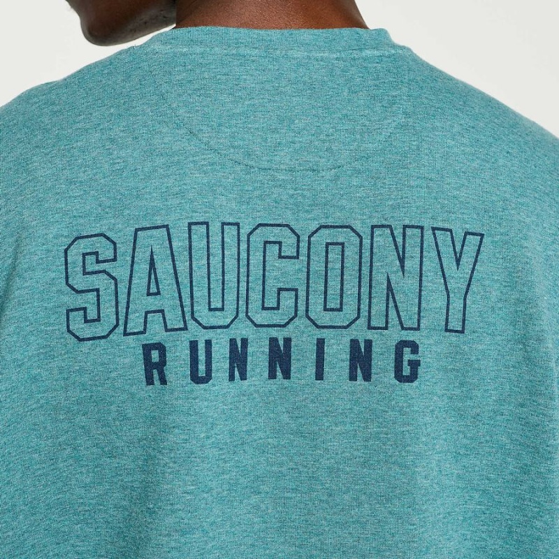 Moletom Saucony Rested Crewneck Masculino Turquesa | Portugal S25073-V64