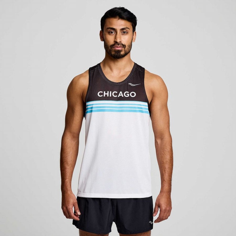 Regata Saucony Chicago Stopwatch Singlet Masculino Branco | Portugal S47361-M57