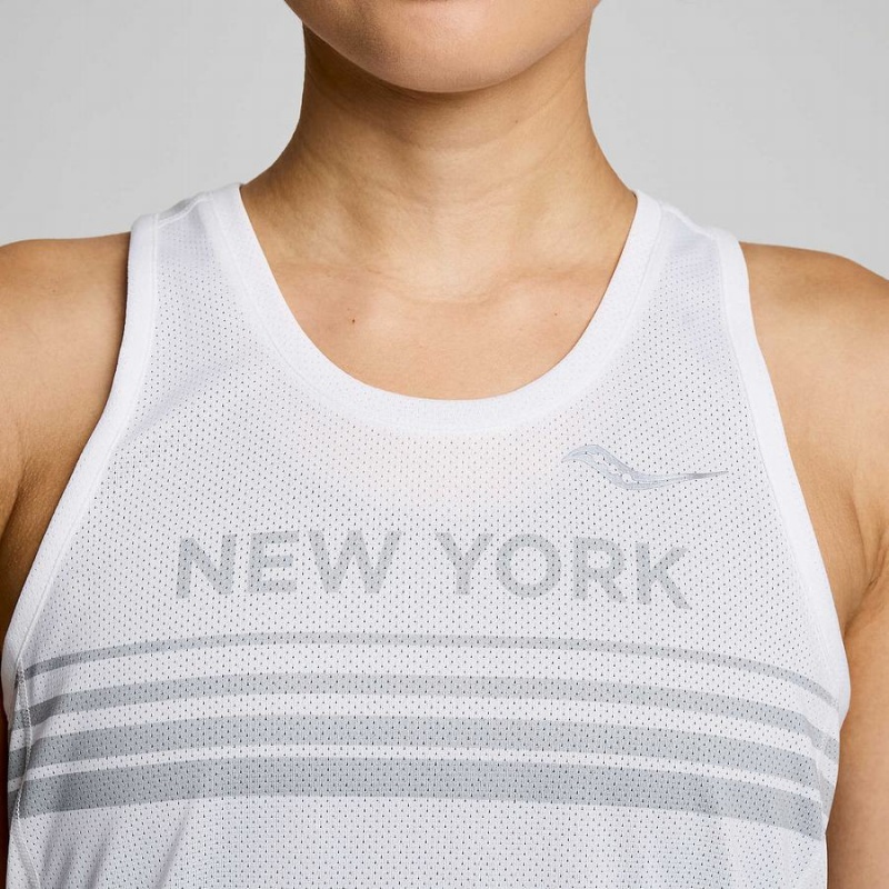 Regata Saucony New York Stopwatch Singlet Feminino Branco | Portugal S78365-X43