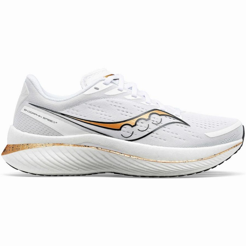 Sapatilhas Corrida Saucony Endorphin Speed 3 Feminino Branco Douradas | Portugal S96458-W80