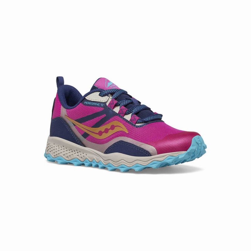 Sapatilhas Corrida Saucony Peregrine 12 Shield Sneaker Criança Azul Marinho Turquesa Rosa | Portugal S60579-R06