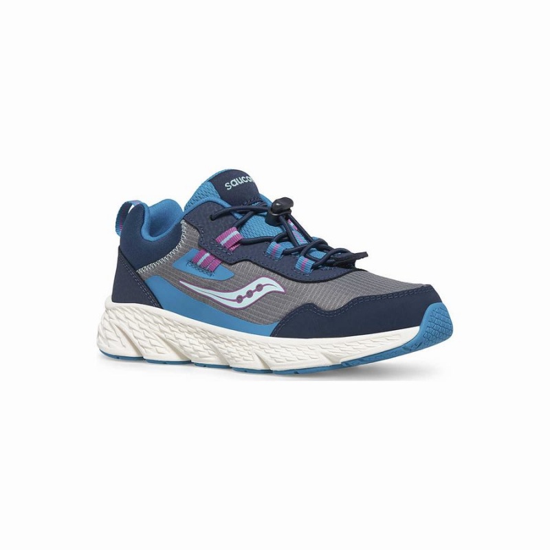 Sapatilhas Corrida Saucony Vento Shield 3.0 Sneaker Criança Azul Marinho Cinzentas | Portugal S19023-B18