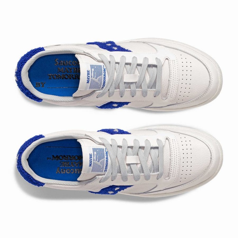 Sapatilhas Saucony X Maybe Tomorrow Jazz Court Varsity Feminino Branco Azuis | Portugal S71963-K93