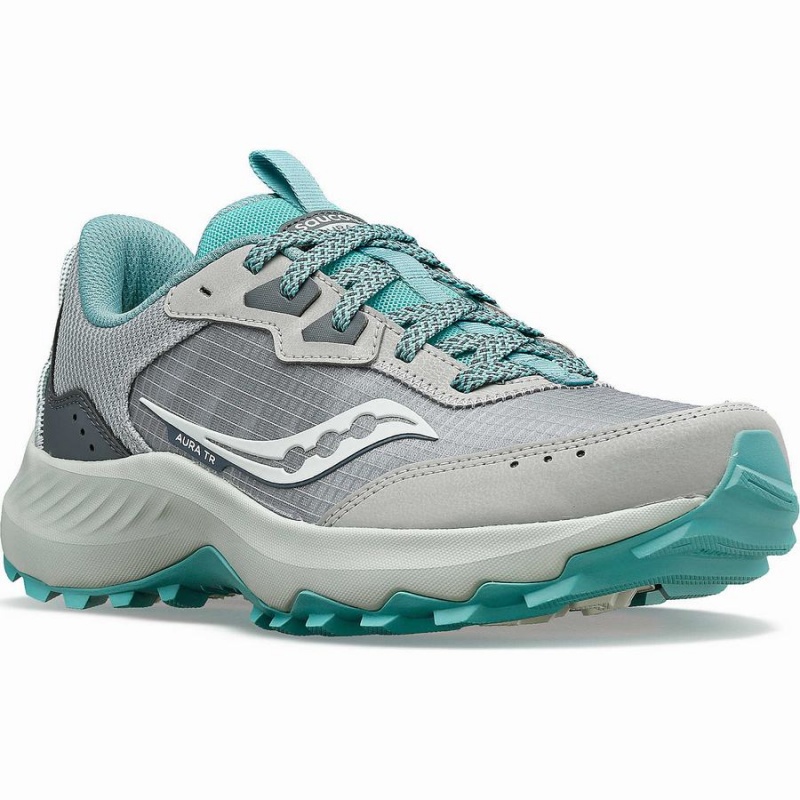 Sapatilhas Trail Running Saucony Aura TR Wide Feminino Cinzentas Turquesa | Portugal S68127-R75