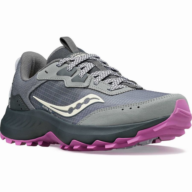 Sapatilhas Trail Running Saucony Aura TR Wide Feminino Cinzentas Roxo | Portugal S90138-Y13