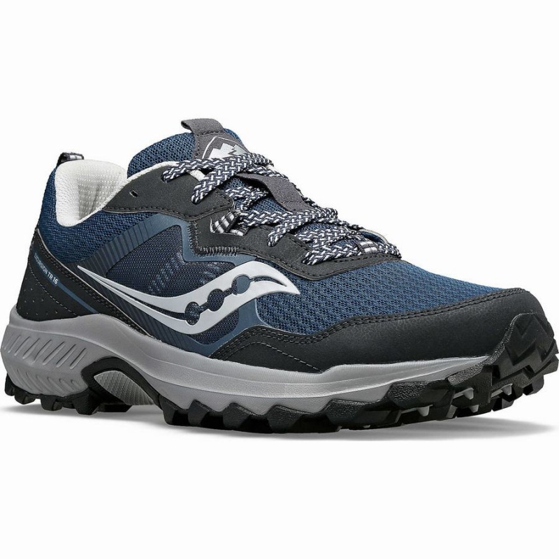 Sapatilhas Trail Running Saucony Excursion TR16 Wide Masculino Azul Marinho Prateadas | Portugal S36975-W87