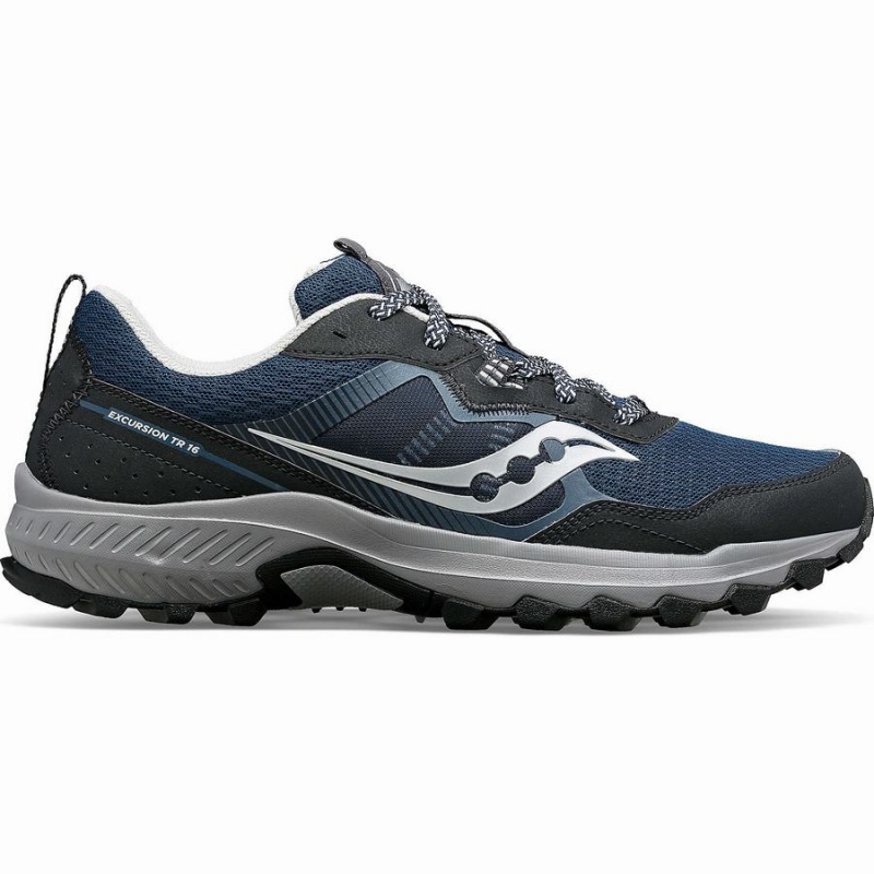 Sapatilhas Trail Running Saucony Excursion TR16 Wide Masculino Azul Marinho Prateadas | Portugal S36975-W87