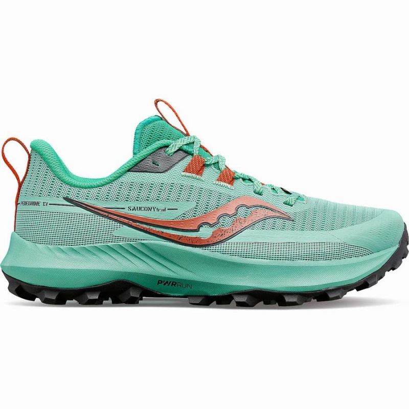 Sapatilhas Trail Running Saucony Peregrine 13 Feminino Turquesa Laranja | Portugal S58604-B95