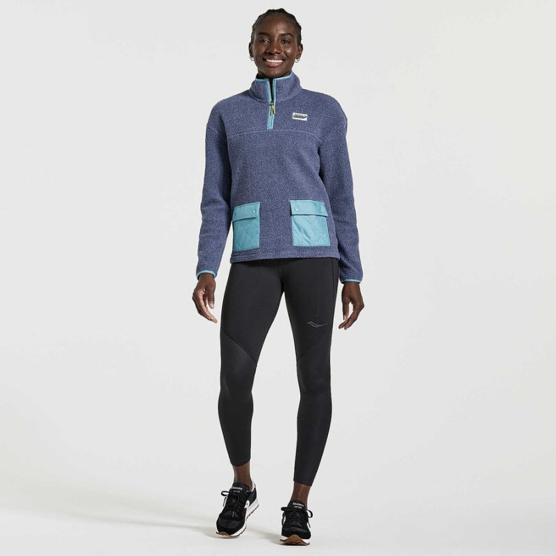 Tops Saucony Rested Sherpa 1/4 Zip Feminino Azul Marinho | Portugal S51238-F05