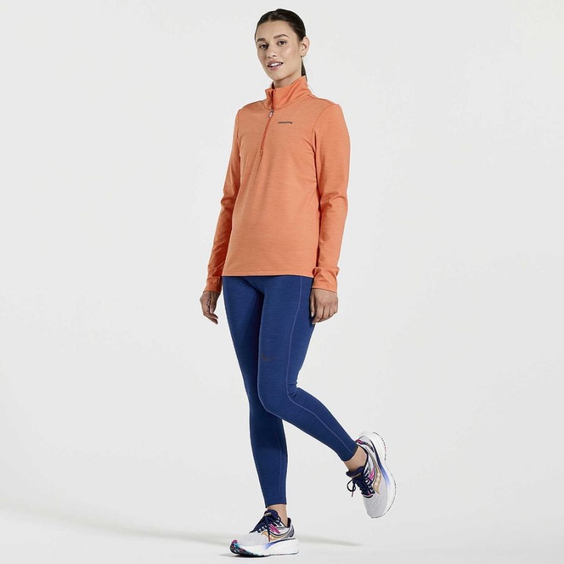 Tops Saucony Solstice 1/4 Zip Feminino Laranja | Portugal S45169-X89