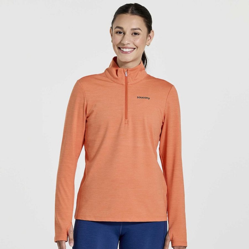 Tops Saucony Solstice 1/4 Zip Feminino Laranja | Portugal S45169-X89